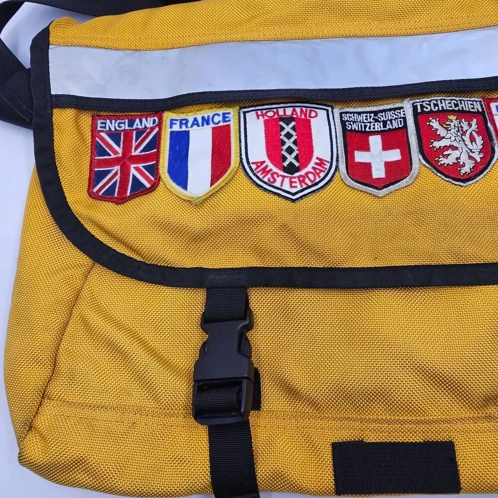 Vintage Patagonia Half Mass Messenger Bag Yellow USA Made European Patches